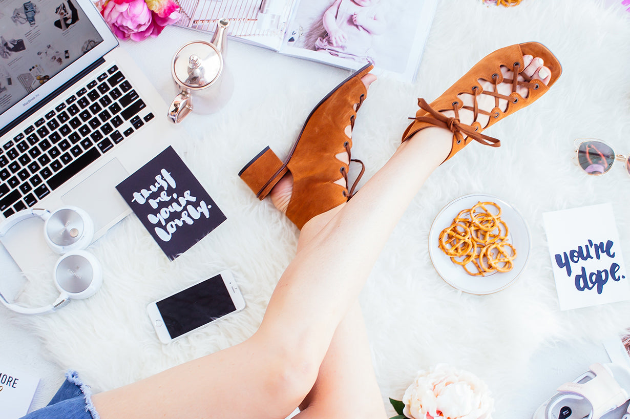 A pair of Suede sandals for summer