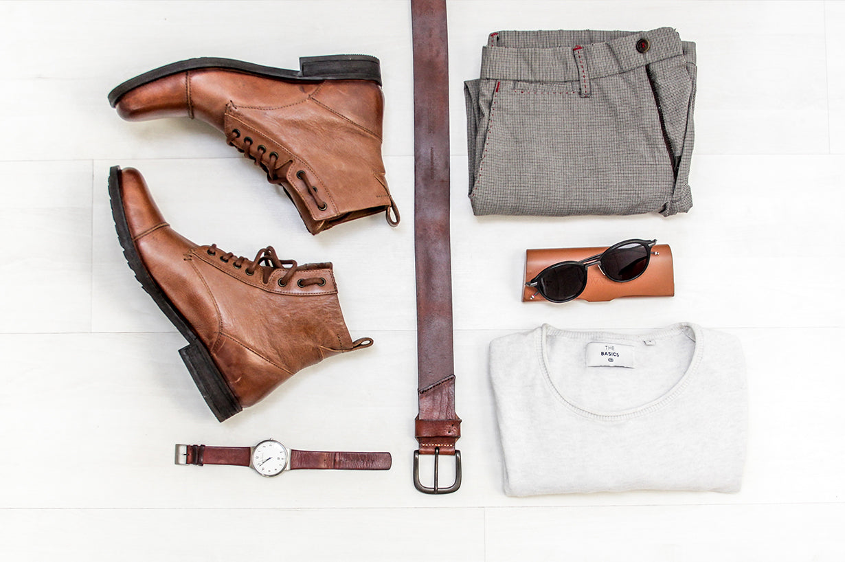 Leather boots and accessories